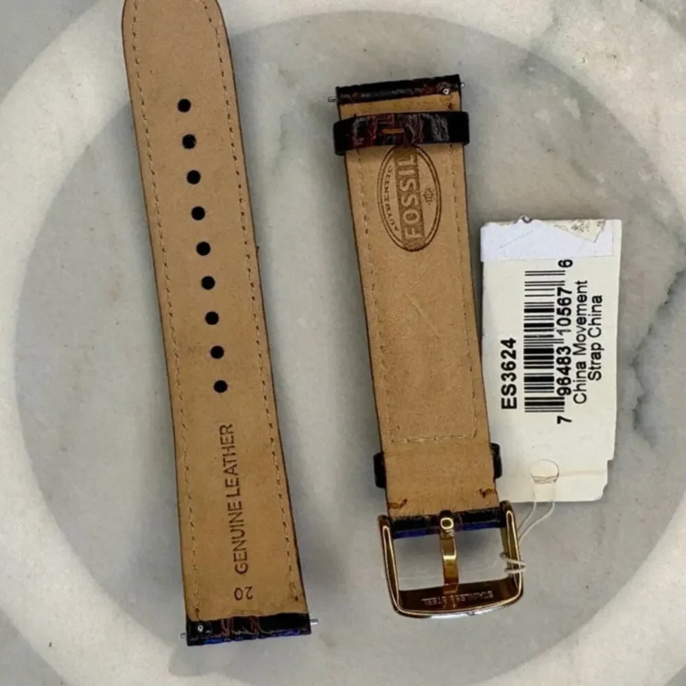 NWT Fossil Men's Alligator Brown Leather Watch Band Padded with Gold Buckle